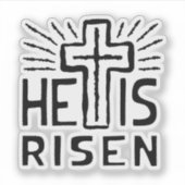 Hij Is Opgewekt Pasen Kruis Sticker (Voorkant)