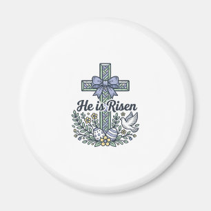 Hij Is Opgewekt Pasen Kruis Vintage Vector Magneet