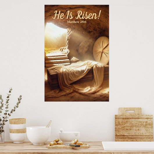 Hij Is Opgewekt! Pasen Poster (Keuken)