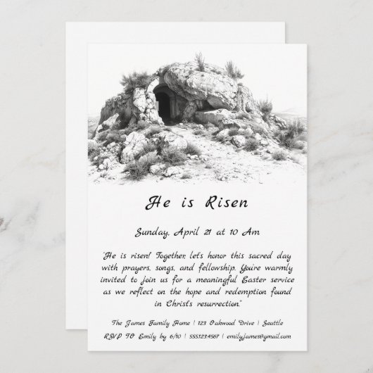"Hij Is Opgewekt" Pasen Uitnodiging (Voorkant / Achterkant)