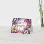 Hij Is Opgewekt Vlinders Sering Paars Pasen  Feestdagen Kaart (Voorkant)