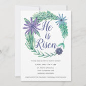 Hij is Paars-Floral van de Religieuze Paaskerk Kaart (Voorkant)