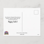 Hij is Paarse bloemenvlinder met Pasen Feestdagenkaart (Achterkant)