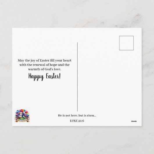 Hij is Paarse bloemenvlinder met Pasen Feestdagenkaart (Achterkant)