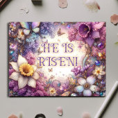 Hij is Paarse bloemenvlinder met Pasen Feestdagenkaart