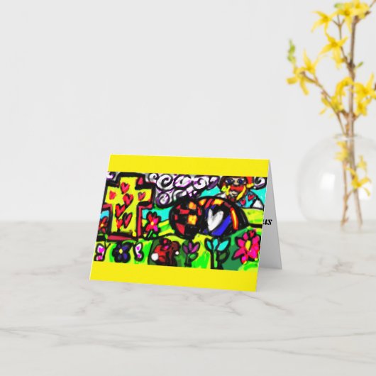 Hij is paasmager. kaart (Gele Bloem)