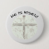 Hij is razen voor het paaskruis ronde button 7,6 cm (Voorkant)