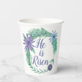 Hij is Religieus Floral-paasfeest Papieren Bekers (Voorkant)