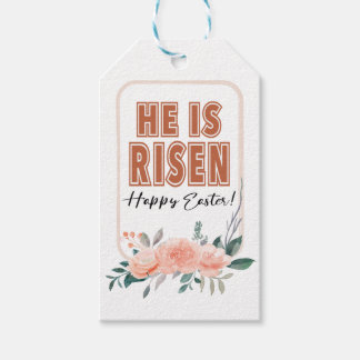 Hij is Religieus paasforaal Label Cadeaulabel