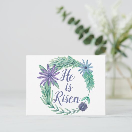 Hij is Religieuze paasgriep Briefkaart (Staand voorkant)