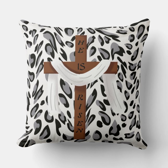Hij is Risen Animal Print PIllow Kussen (Voorkant)