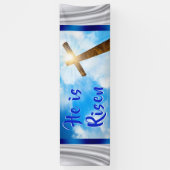 Hij is Risen Banner, paasbanners voor de kerk Spandoek (Verticaal)