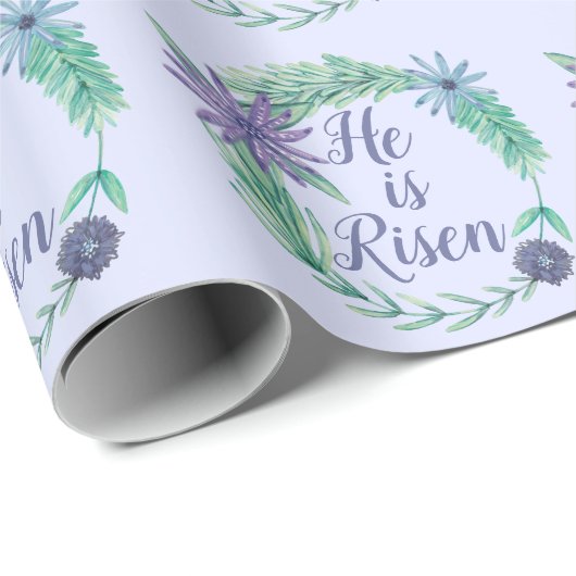 Hij is Risen Beauful Religious Easter Paars Cadeaupapier (Rol Hoek)