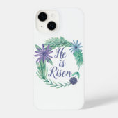 Hij is Risen Beauful Religious Floral Christelijk iPhone Hoesje (Achterkant)