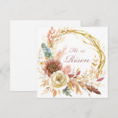 Hij is Risen boho bloemenkrans Pasen Feestdagenkaart (Voorkant / Achterkant)