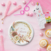 Hij is Risen boho bloemenkrans Pasen Papieren Bordje (Feest)