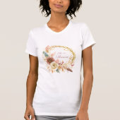 Hij is Risen boho bloemenkrans Pasen T-shirt (Voorkant)