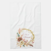 Hij is Risen boho bloemenkrans Pasen Theedoek (Verticaal)