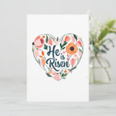 Hij is Risen Boho Christelijk Heart Motif Inspirat Kaart (Staand voorkant)