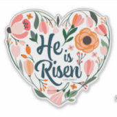Hij is Risen Boho Christelijk Heart Motif Inspirat Sticker (Voorkant)