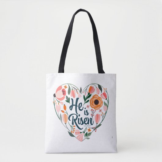 Hij is Risen Boho Christelijk Heart Motif Inspirat Tote Bag (Voorkant)