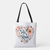 Hij is Risen Boho Christelijk Heart Motif Inspirat Tote Bag (Achterkant)