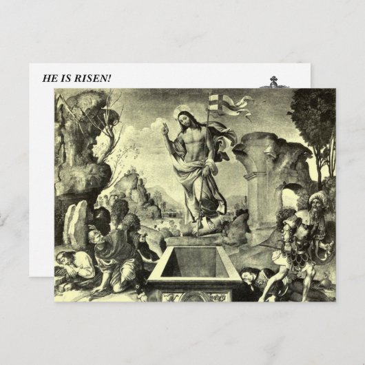 Hij is Risen. Briefkaart (Voorkant / Achterkant)