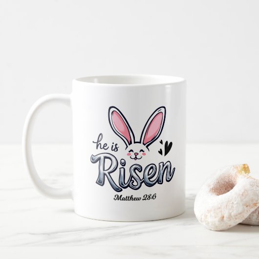 Hij is Risen Bunny Happy Easter Koffiemok (Met donut)