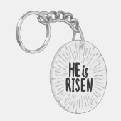 Hij is Risen Christ is Risen Quotes Pasen Art Resu Sleutelhanger (Voorkant Links)