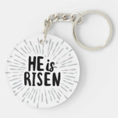 Hij is Risen Christ is Risen Quotes Pasen Art Resu Sleutelhanger (Achterkant)