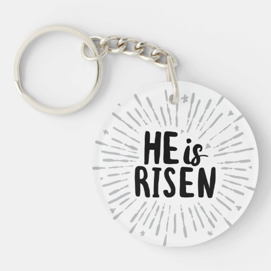 Hij is Risen Christ is Risen Quotes Pasen Art Resu Sleutelhanger (Voorkant)