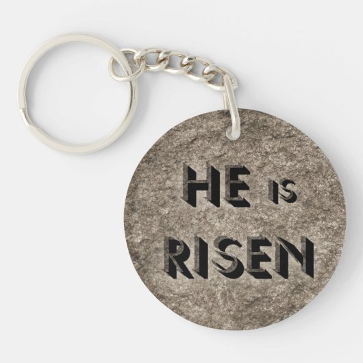 Hij is Risen - Christelijke sleutelhanger (Voorkant)