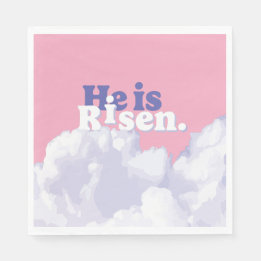 Hij is Risen Clouds Easter Napkins Servet