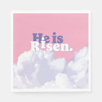 Hij is Risen Clouds Easter Napkins Servet