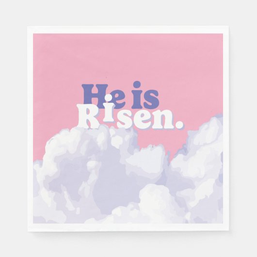 Hij is Risen Clouds Easter Napkins Servet (Voorkant)