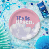 Hij is Risen Clouds Easter Paper Borden Papieren Bordje (Feest)