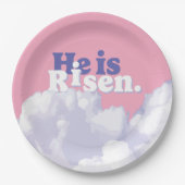 Hij is Risen Clouds Easter Paper Borden Papieren Bordje (Voorkant)