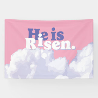Hij is Risen Clouds Paasbanner Spandoek