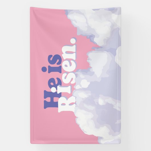Hij is Risen Clouds Paasbanner Spandoek (Verticaal)