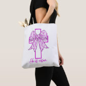 Hij is Risen, Croquette Bow Pink Floral Tote Bag (Dichtbij)