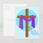 Hij is Risen Cross Feestdagenkaart (Voorkant / Achterkant)