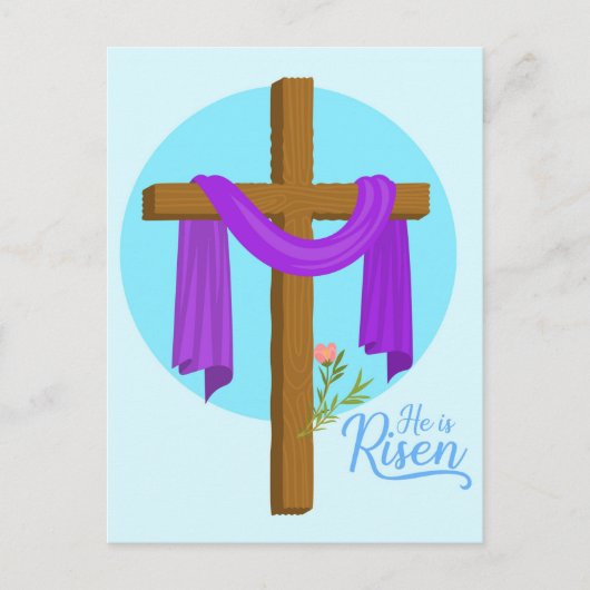 Hij is Risen Cross Feestdagenkaart (Voorkant)