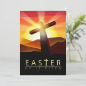 Hij is Risen Cross Feestdagenkaart (Staand voorkant)