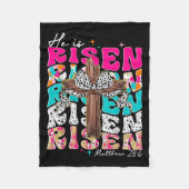 Hij is Risen Cross Jesus Pasen Christelijke Religi Fleece Deken (Voorkant)