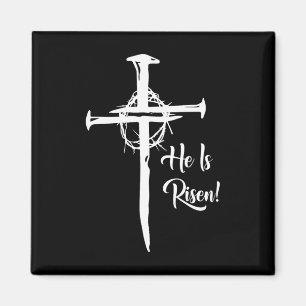 Hij is Risen Cross Jesus Religieuze Paasdag Chris Magneet