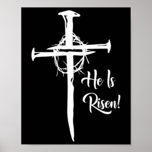 Hij is Risen Cross Jesus Religieuze Paasdag Chris Poster