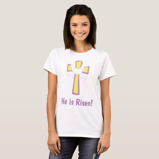 Hij is Risen Cross T-shirt (Voorkant volledig)