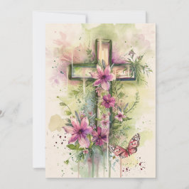Hij is Risen Cross Wenskaart, Happy Easter Feestdagenkaart