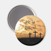 Hij is Risen Crosses en Sunset Easter Magnet (Voorkant / Achterkant)