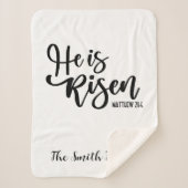 Hij is Risen Easter Blanket Sherpa Black & White Deken (Voorkant)
